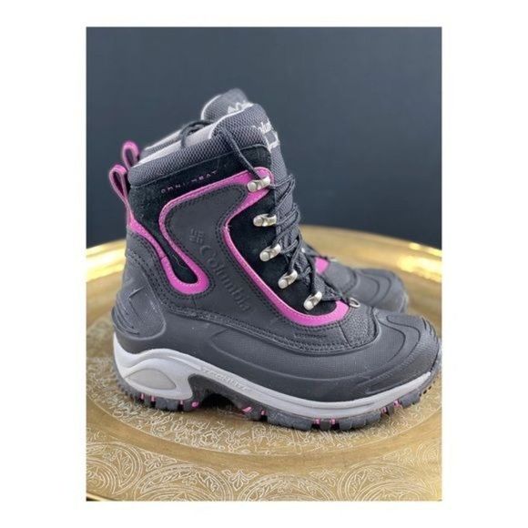 Columbia Women’s Snow Boot Omni Heat Sz 7 Lace-Up Black Pink Tech-Lite 200gm - Picture 9 of 11